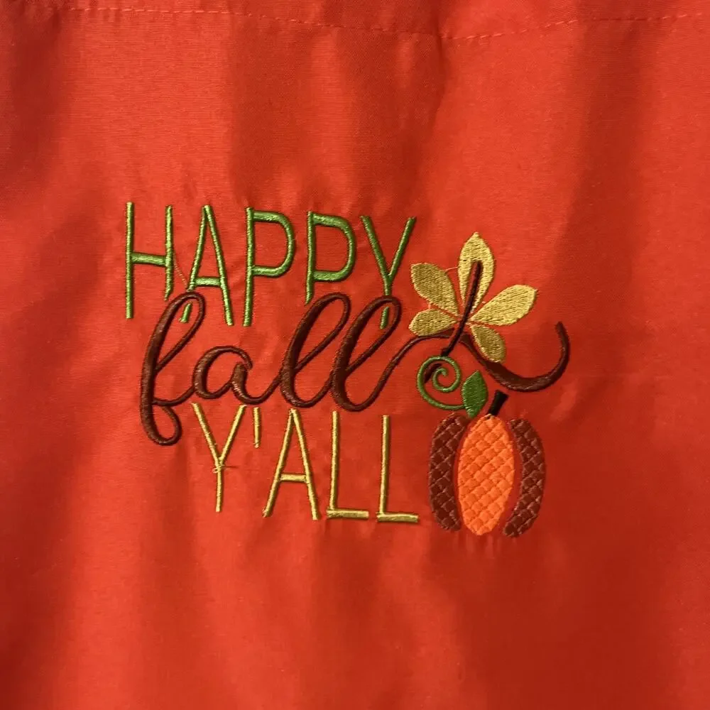 Custom Made Kitchen Apron With Embroidery & Removable Towel Washable Happy Fall